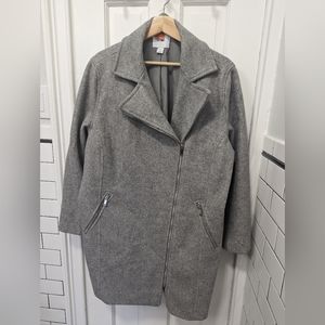 Old Navy Wool-blend Long Line Moto Jacket Pea Coat in Heather Gray